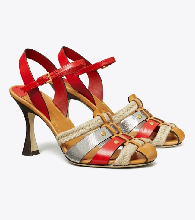Women's Tory Burch Fisherman Heels Sandals Multicolor | TKRHIS-761 - Tory Burch Outlet Sale