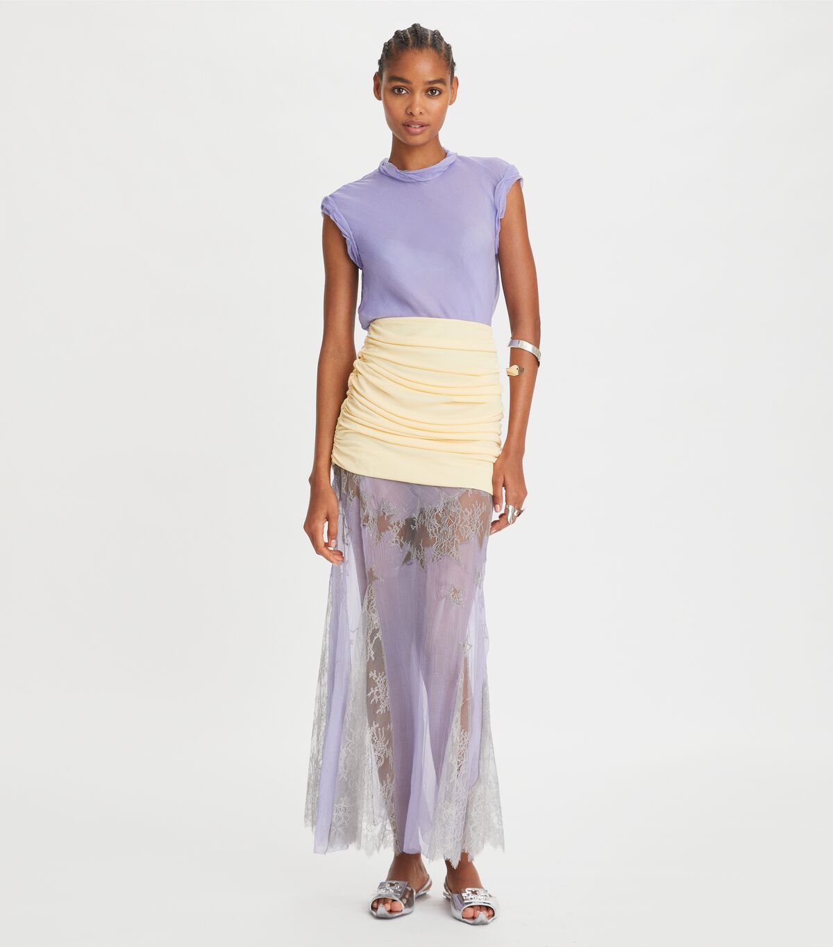 Women's Tory Burch Twisted Chiffon Tops Lavender | BEIGZO-095 - Tory Burch Outlet Sale