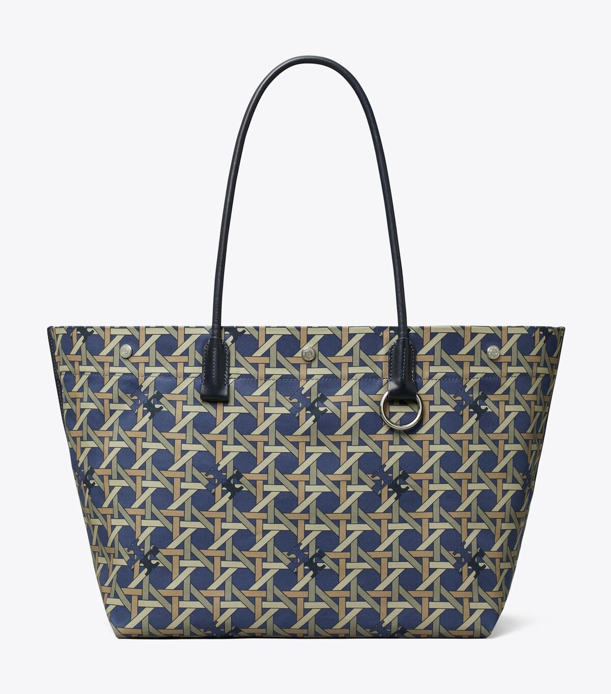 Women's Tory Burch Canvas Basketweave Tote Bags Navy | TBZKWX-426 - Tory Burch Outlet Sale