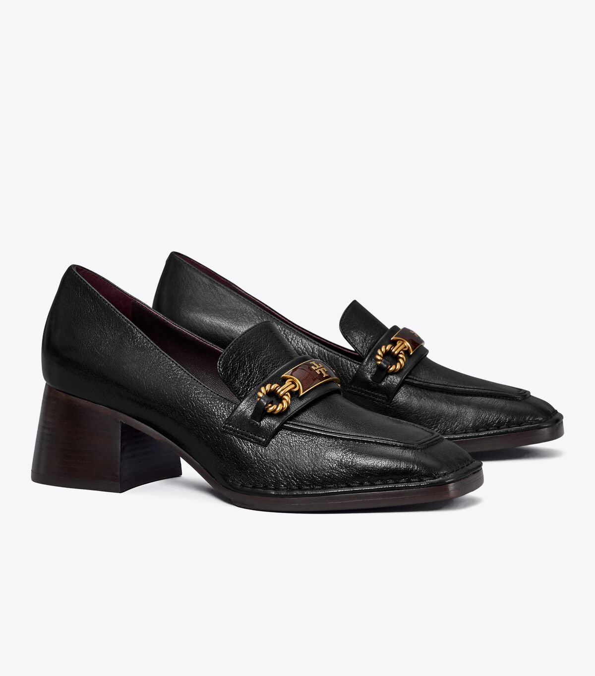 Women's Tory Burch Perrine Heel Loafers Black | OBAUEY-938 - Tory Burch Outlet Sale