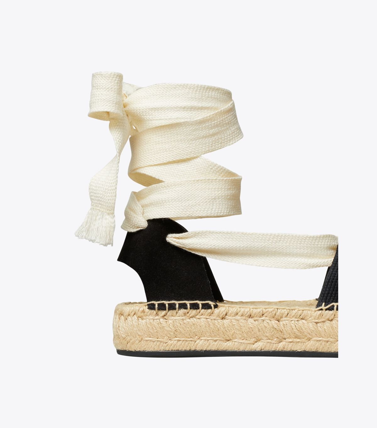 Women's Tory Burch Ribbon Espadrille Black / Beige | CVAOXP-037 - Tory Burch Outlet Sale