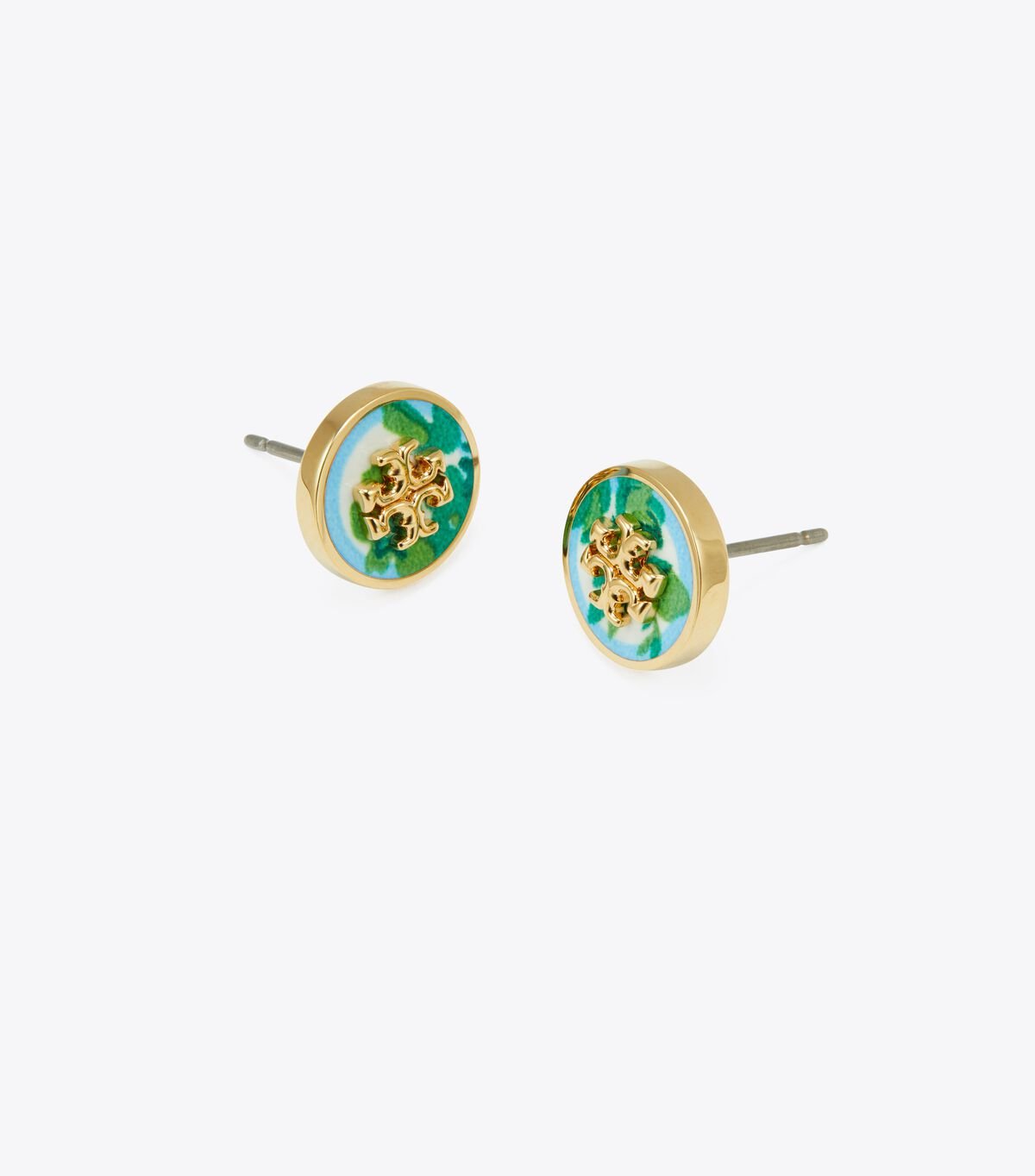 Women's Tory Burch Kira Enamel Printed Circle-stud Earrings Gold | HTMFRL-725 - Tory Burch Outlet Sale