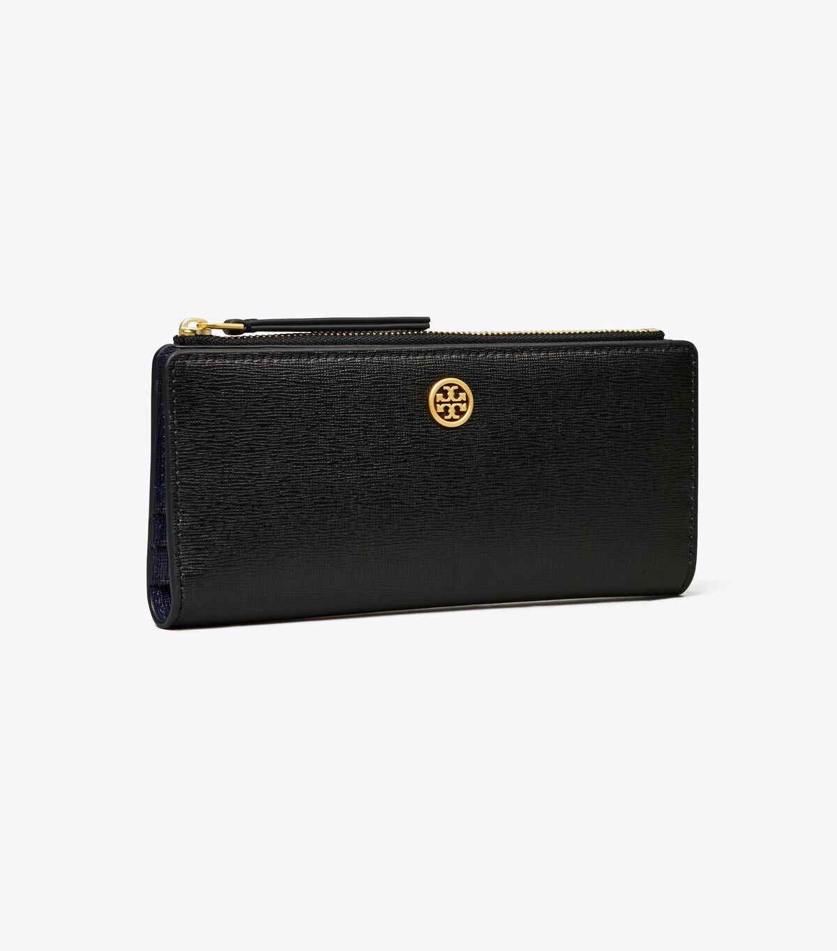 Women's Tory Burch Robinson Zip Slim Wallets Black | GWPVUI-189 - Tory Burch Outlet Sale