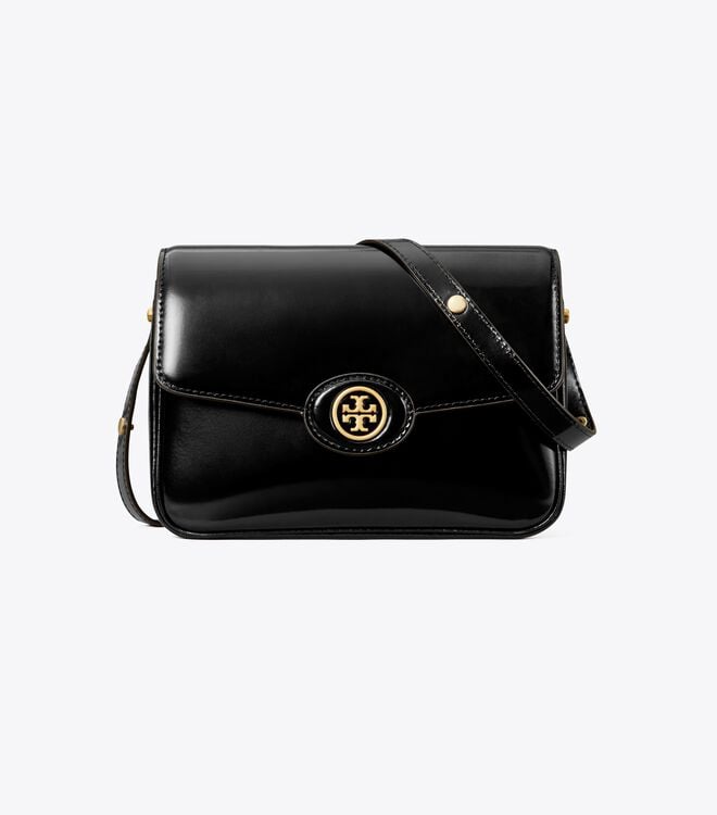Women's Tory Burch Robinson Spazzolato Convertible Shoulder Bags Black | FMEDPZ-569 - Tory Burch Outlet Sale