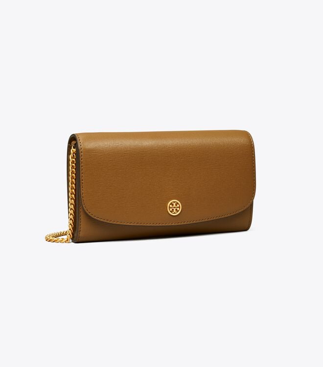 Women's Tory Burch Robinson Chain Crossbody Bags Brown | ZATKWO-603 - Tory Burch Outlet Sale