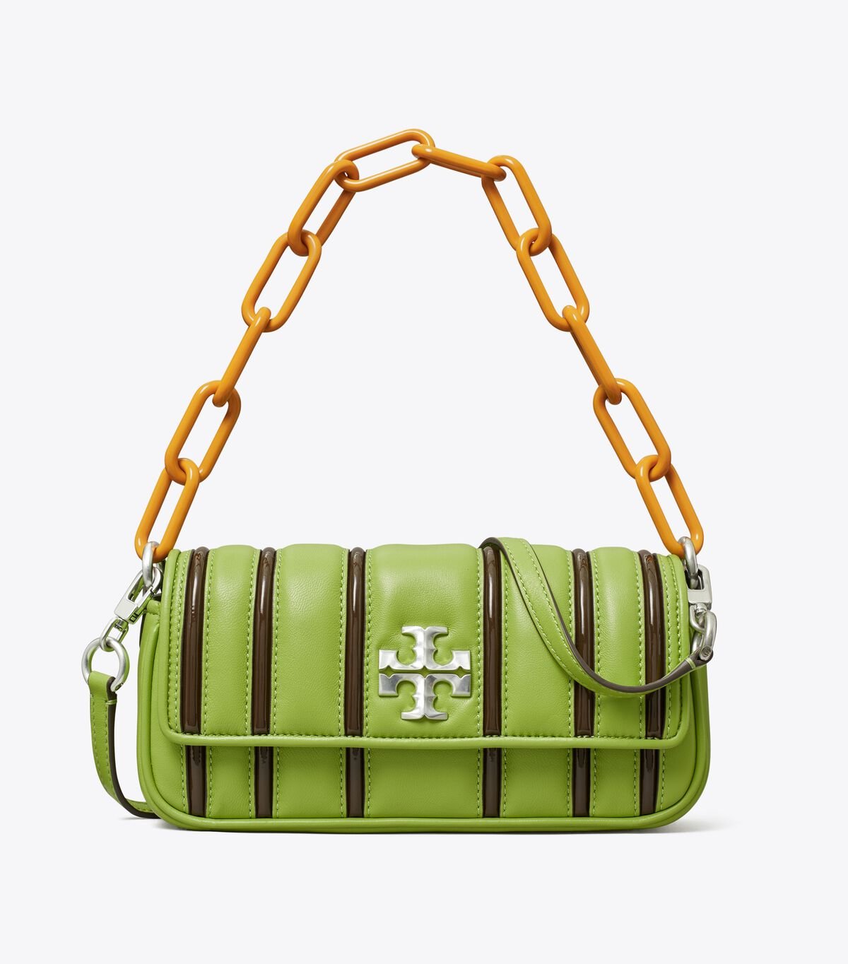Women's Tory Burch Small Kira Bombé Stripe Flap Shoulder Bags Brown | UXZPQJ-587 - Tory Burch Outlet Sale