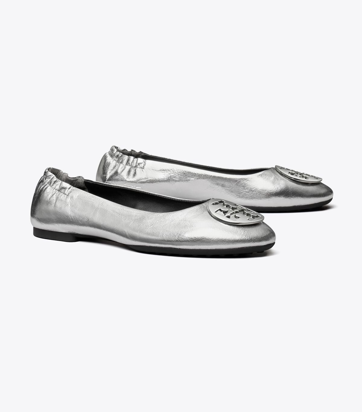 Women's Tory Burch Claire Ballet Flats Silver | NAIEKB-396 - Tory Burch Outlet Sale