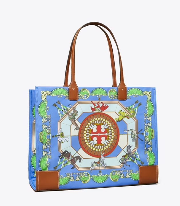 Women's Tory Burch Ella Printed Handbag Blue | OZAXIF-381 - Tory Burch Outlet Sale