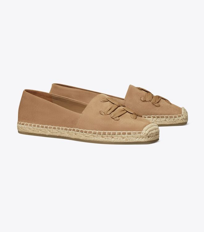 Women's Tory Burch Woven Double T Aline Espadrille Khaki | DAEBFW-307 - Tory Burch Outlet Sale