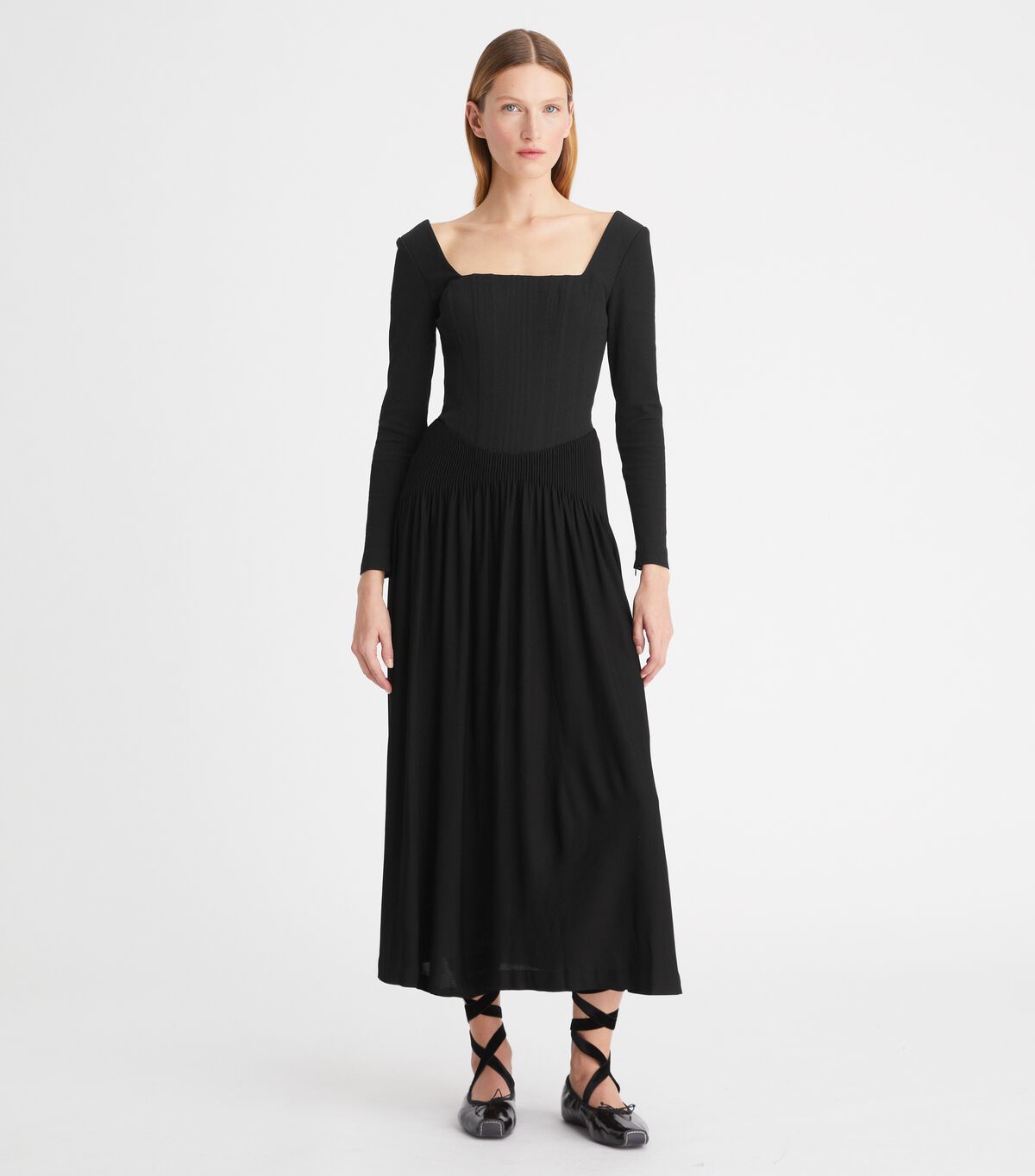 Women's Tory Burch Corset Dress Black | YEACKG-183 - Tory Burch Outlet Sale