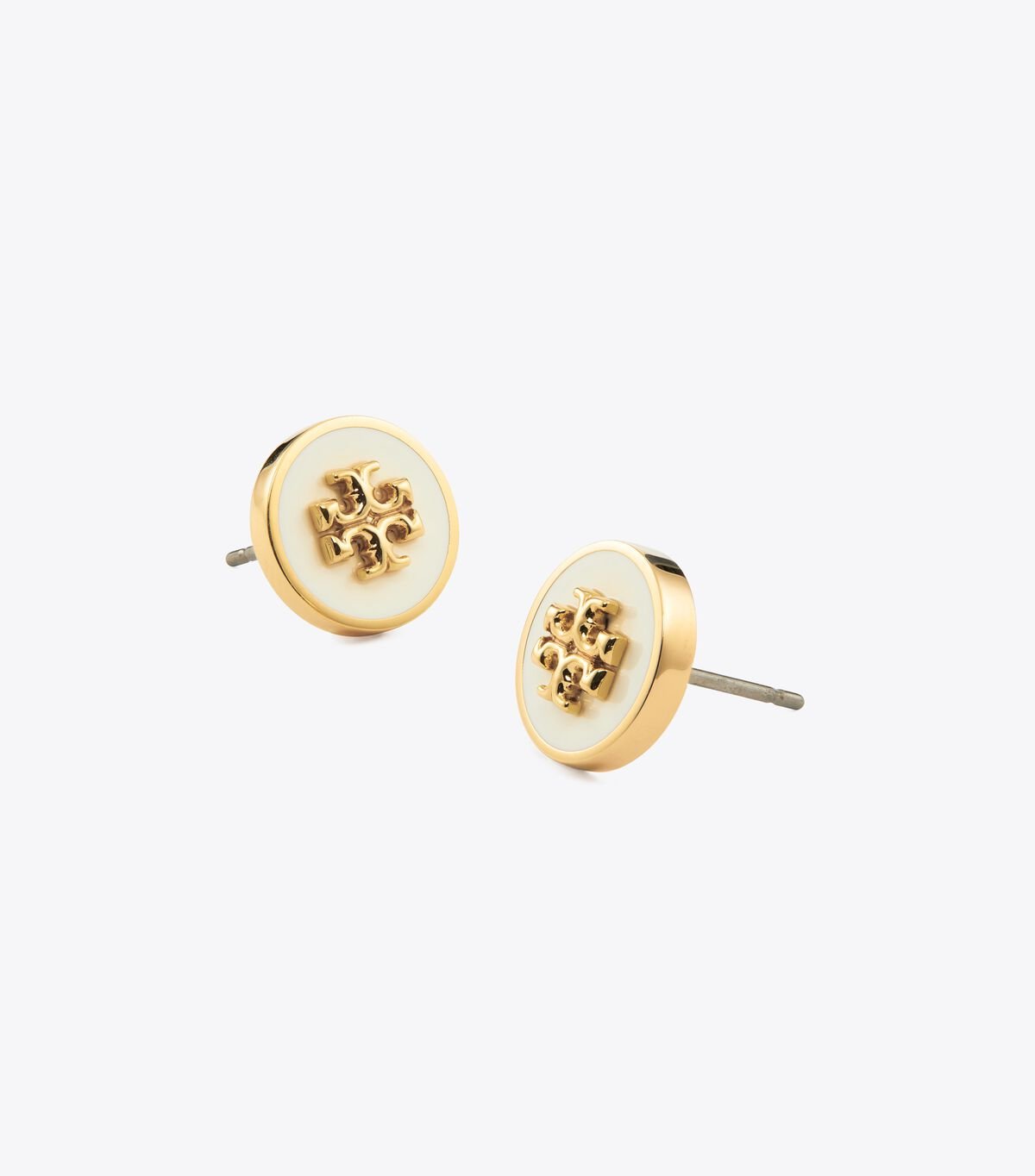 Women's Tory Burch Kira Enamel Circle-stud Earrings Gold / White | PQEYHW-536 - Tory Burch Outlet Sale