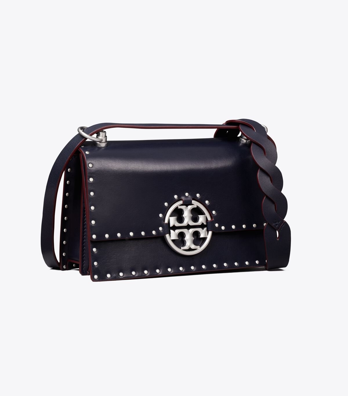 Women's Tory Burch Small Miller Studded Flap Shoulder Bags Navy | ZPXWOG-057 - Tory Burch Outlet Sale
