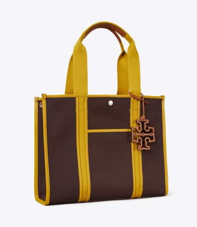Women's Tory Burch Twill Tory Handbag Chocolate | GFRTPX-159 - Tory Burch Outlet Sale