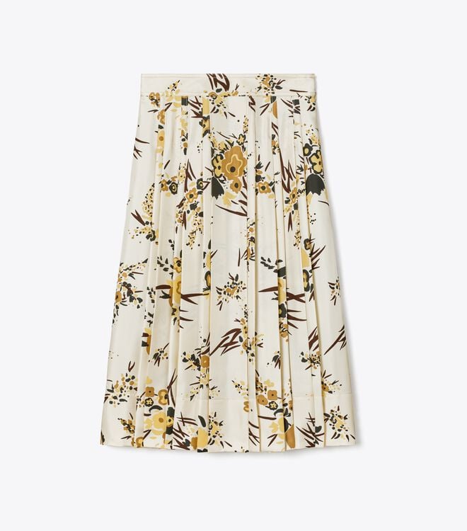 Women's Tory Burch Printed Silk Pleated Skirts Flower | MIYDKB-937 - Tory Burch Outlet Sale