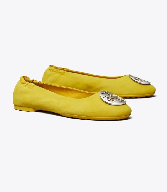 Women's Tory Burch Claire Flat Shoes Yellow | PZAJXI-379 - Tory Burch Outlet Sale