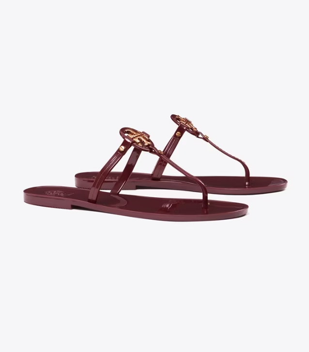 Women's Tory Burch Mini Miller Jelly Thong Sandal Sandals Burgundy | NKERVP-694 - Tory Burch Outlet Sale