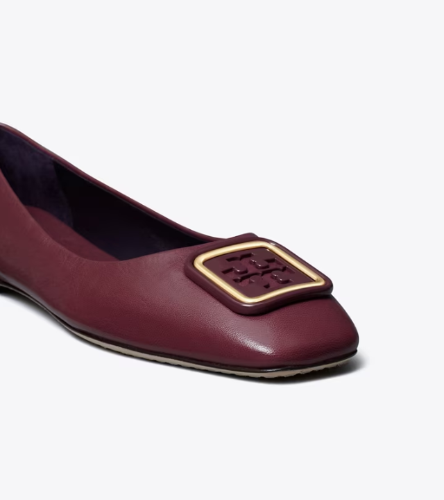 Women's Tory Burch Georgia Flat Shoes Burgundy | GDTZAJ-654 - Tory Burch Outlet Sale