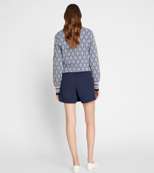 Women's Tory Burch Tech Knit Jacquard Jackets Blue | BFCLQE-679 - Tory Burch Outlet Sale