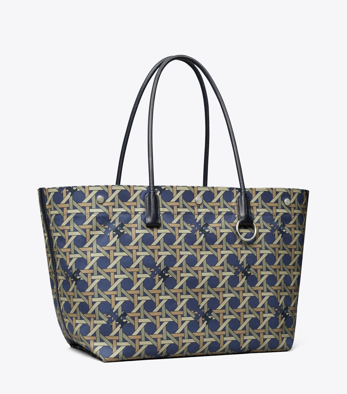 Women's Tory Burch Canvas Basketweave Tote Bags Navy | TBZKWX-426 - Tory Burch Outlet Sale