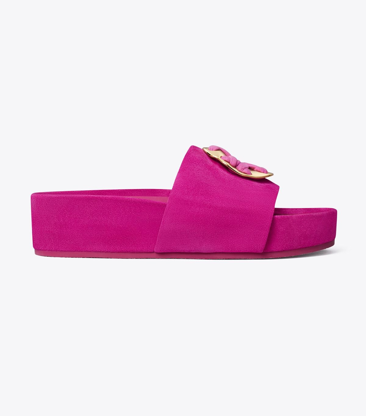 Women's Tory Burch Woven Double T Slides Fuchsia | DESRZT-940 - Tory Burch Outlet Sale