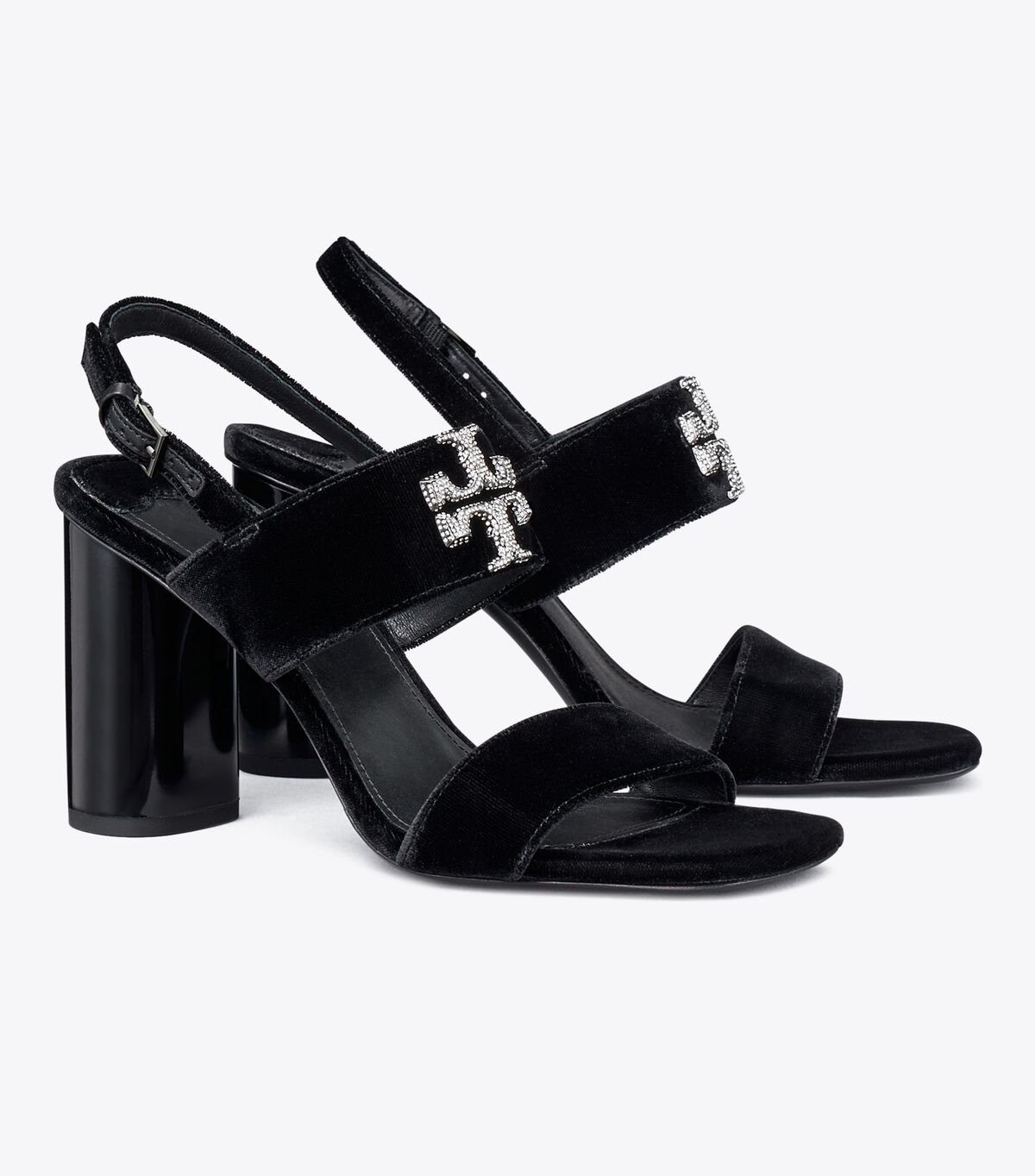 Women's Tory Burch Eleanor Pavé Heels Sandals Black | FYULTH-395 - Tory Burch Outlet Sale