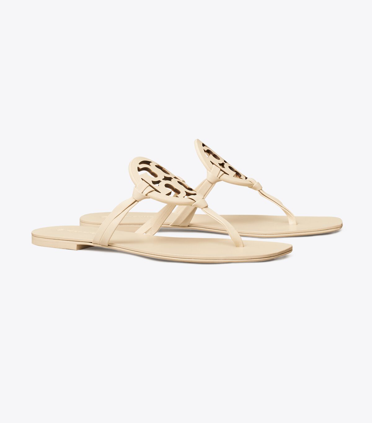 Women's Tory Burch Miller Square-toe , Leather Sandals Cream | SVWARN-905 - Tory Burch Outlet Sale