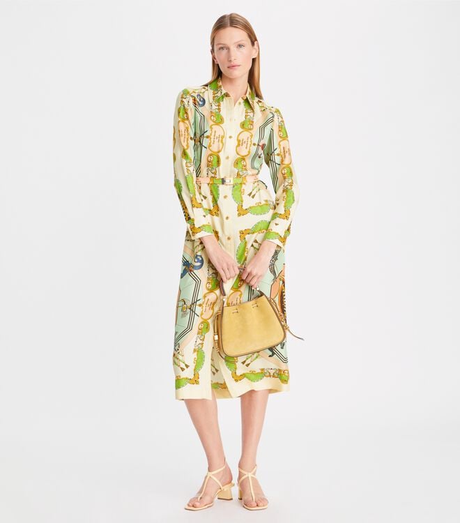 Women's Tory Burch Printed Silk Dress Multicolor | MEJZLN-462 - Tory Burch Outlet Sale