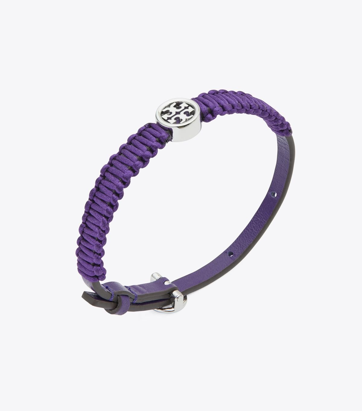 Women's Tory Burch Miller Silk Leather Bracelet Purple | PFNURH-018 - Tory Burch Outlet Sale