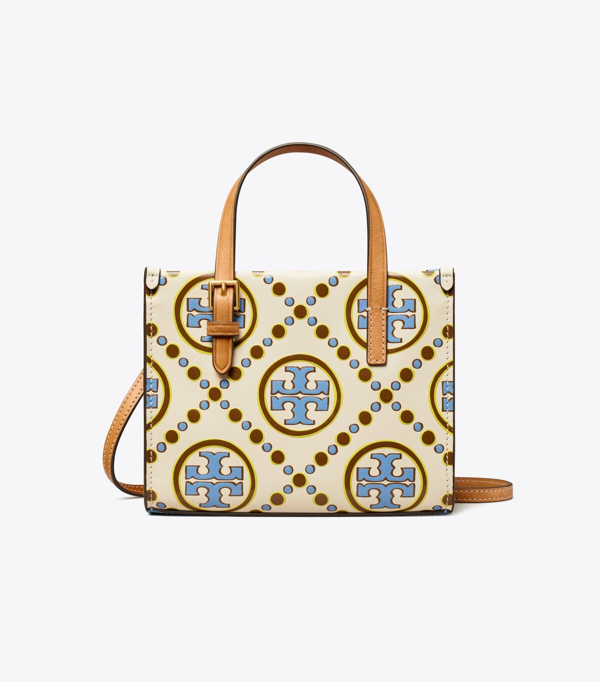 Women's Tory Burch Mini T Monogram Contrast Embossed Square Tote Bags White / Blue | TCXDAU-832 - Tory Burch Outlet Sale