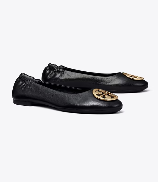 Women's Tory Burch Claire Flat Shoes Black | HGMYKR-198 - Tory Burch Outlet Sale