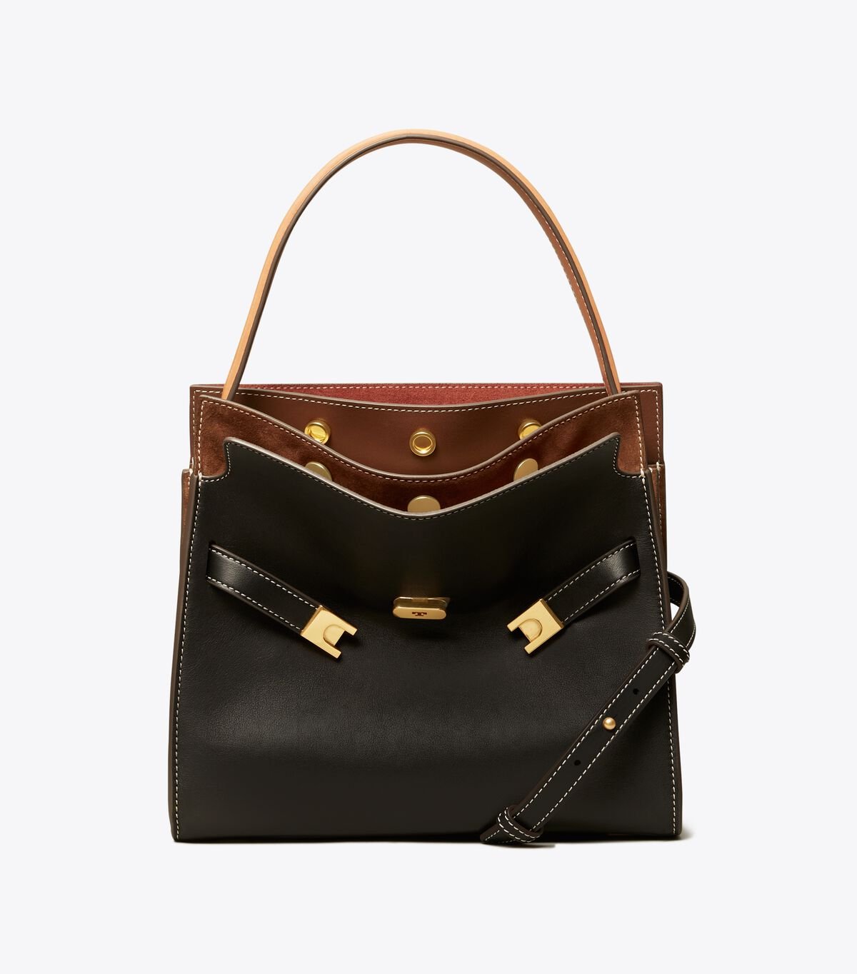 Women's Tory Burch Small Lee Radziwill Satchel Bags Black | ZGBNJU-096 - Tory Burch Outlet Sale
