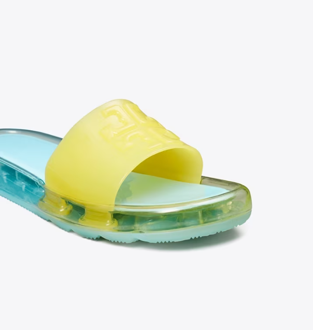 Women's Tory Burch Bubble Jelly Slides Light Blue / Yellow | SAUJVD-396 - Tory Burch Outlet Sale