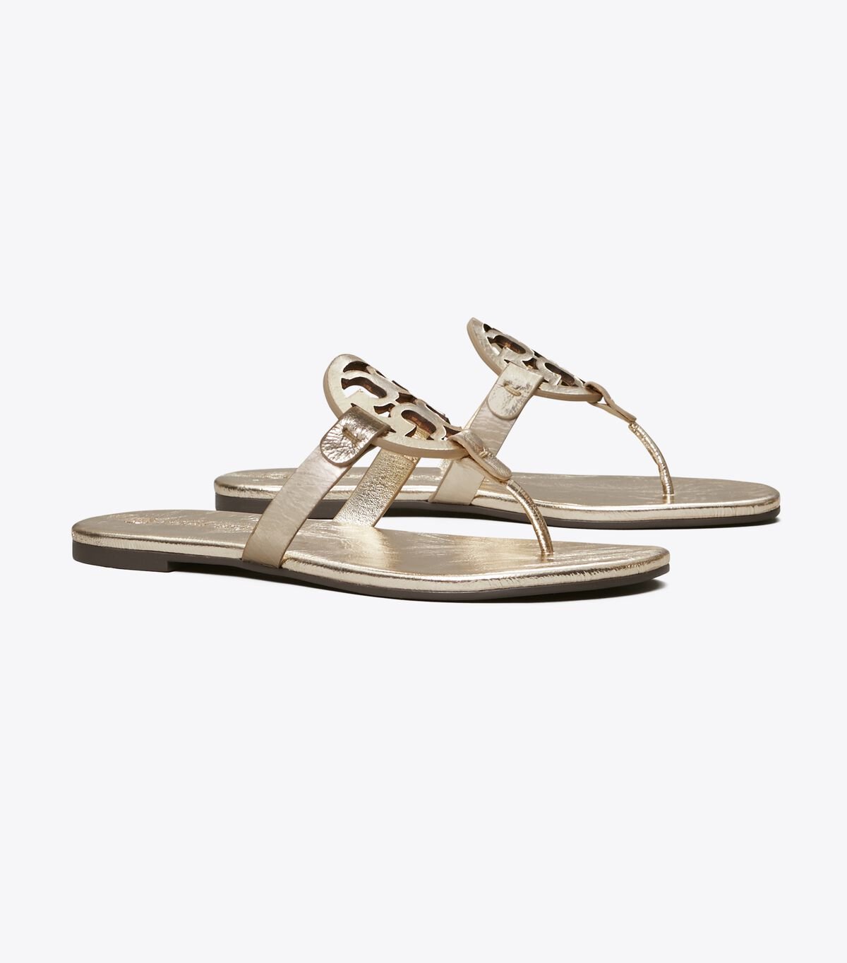 Women's Tory Burch Miller Soft , Metallic Leather Sandals Gold | JTGZQM-936 - Tory Burch Outlet Sale