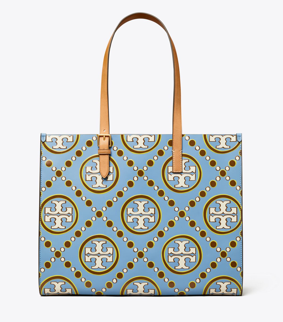 Women's Tory Burch T Monogram Contrast Embossed Tote Bags White / Blue | OLPSDT-538 - Tory Burch Outlet Sale
