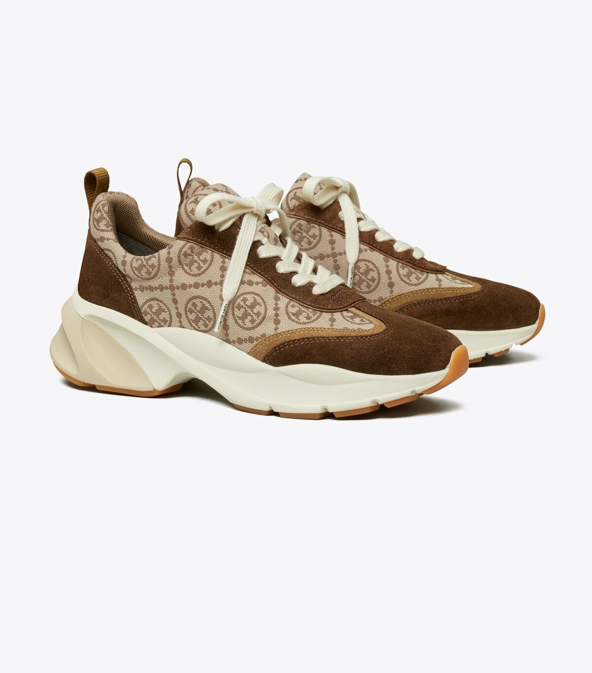 Women's Tory Burch T Monogram Good Luck Sneakers Brown | NGMVFE-497 - Tory Burch Outlet Sale