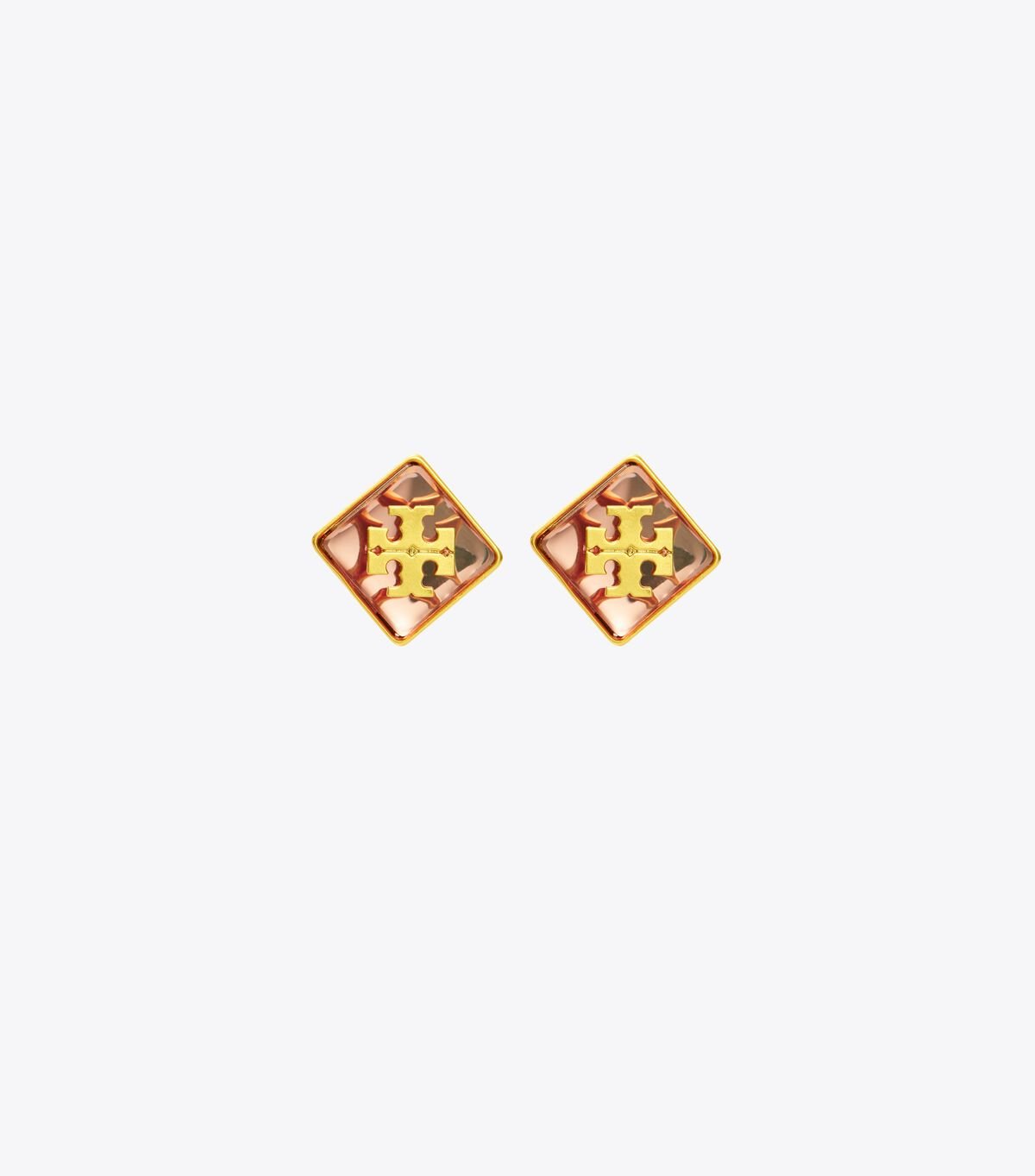 Women's Tory Burch Resin Logo Stud Earrings Gold / Pink | OWYCQR-610 - Tory Burch Outlet Sale