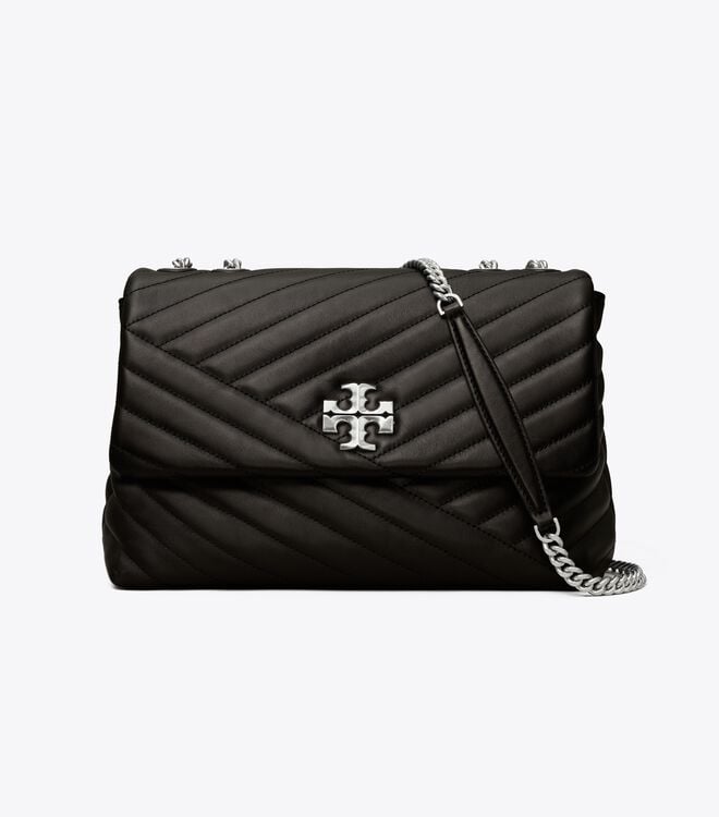 Women's Tory Burch Kira Chevron Convertible Shoulder Bags Black | QLFMGX-689 - Tory Burch Outlet Sale