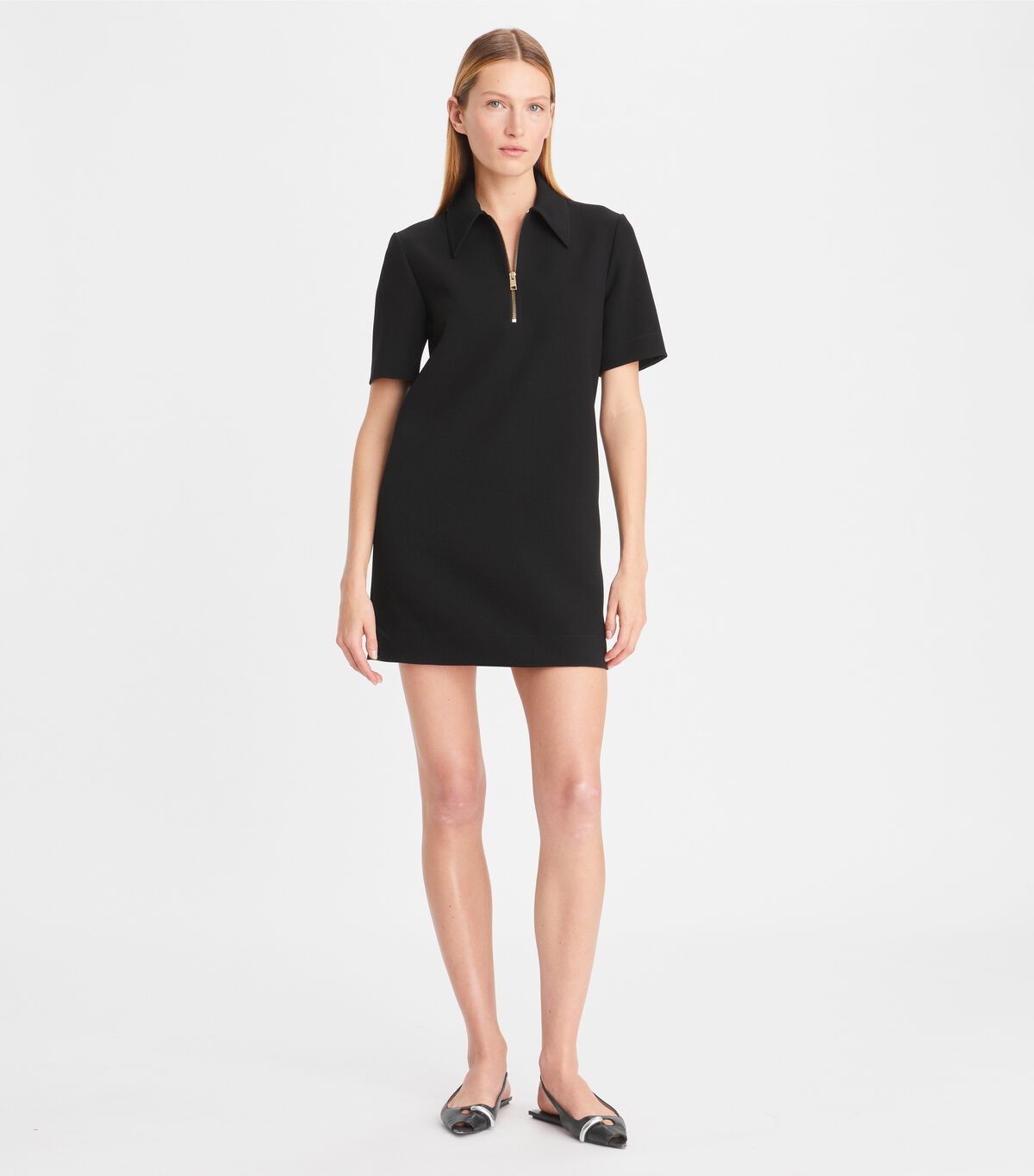 Women's Tory Burch Crepe Polo Dress Black | ZAKCQB-732 - Tory Burch Outlet Sale