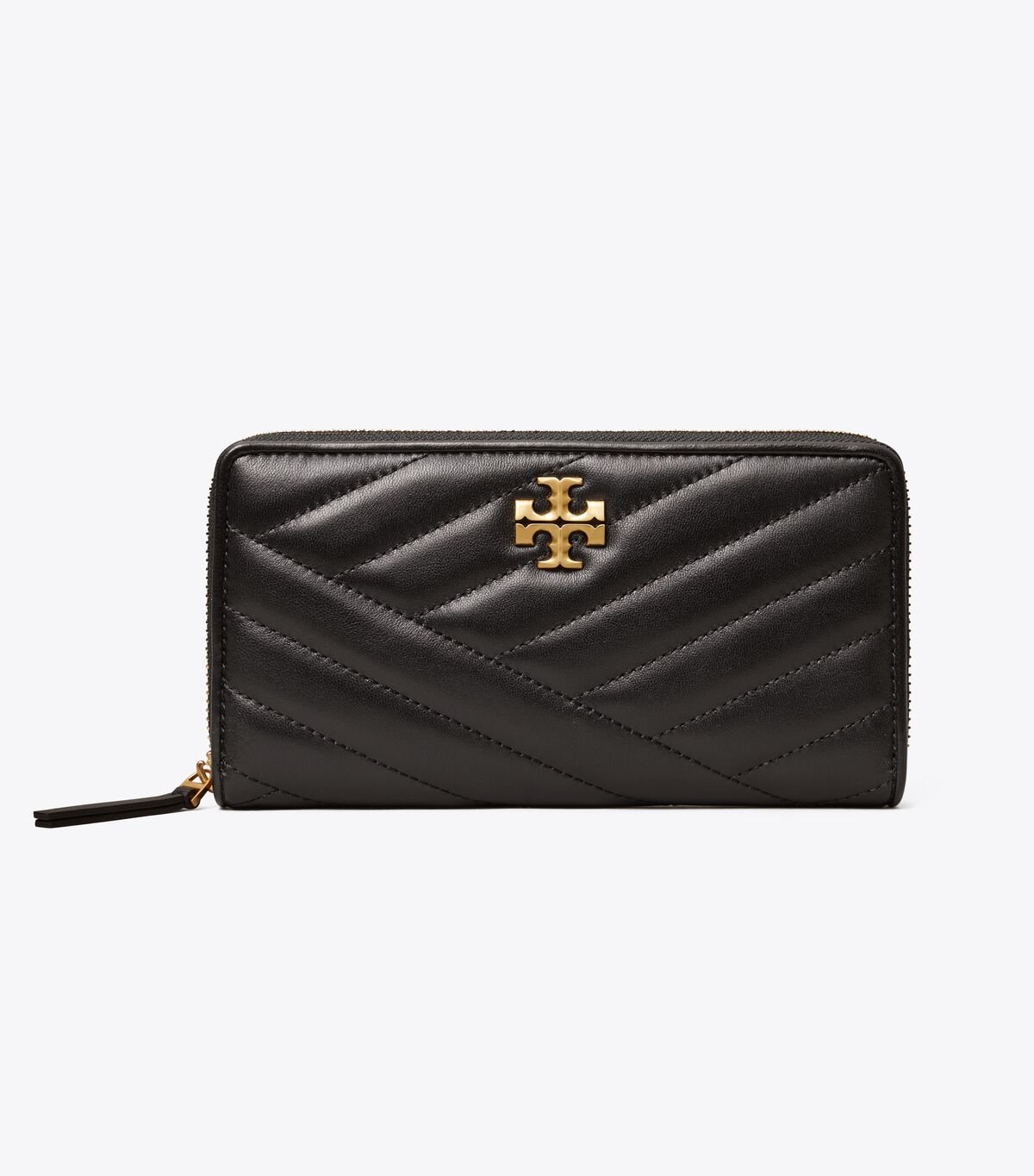 Women's Tory Burch Kira Chevron Zip Continental Wallets Black | TAOPGH-362 - Tory Burch Outlet Sale