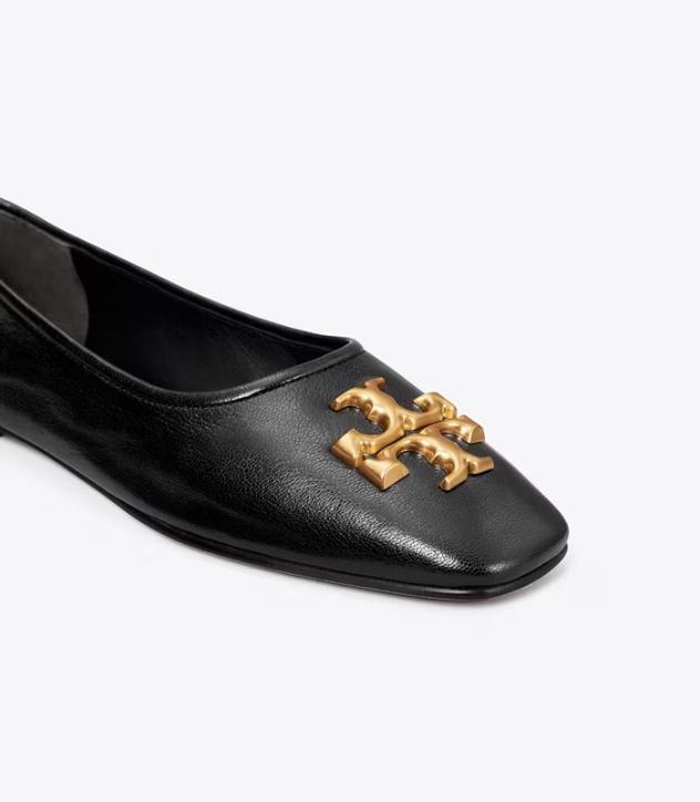 Women's Tory Burch Eleanor Flat Shoes Black | RPQCOJ-045 - Tory Burch Outlet Sale