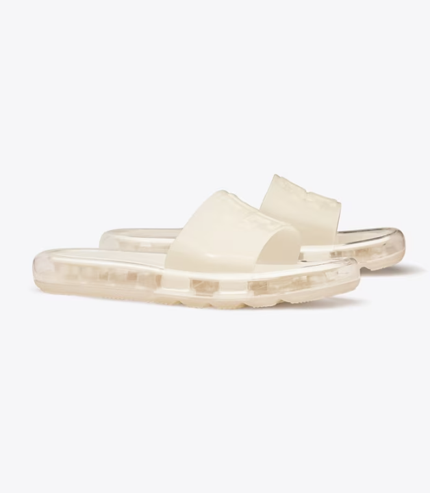 Women's Tory Burch Bubble Jelly Slides White | JTEUYK-832 - Tory Burch Outlet Sale
