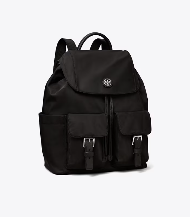Women's Tory Burch Nylon Flap Backpacks Black | HQOZIC-467 - Tory Burch Outlet Sale