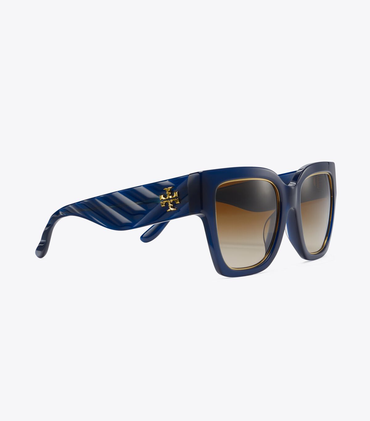 Women's Tory Burch Kira Chevron Square Sunglasses Navy / Brown | EQDIML-156 - Tory Burch Outlet Sale