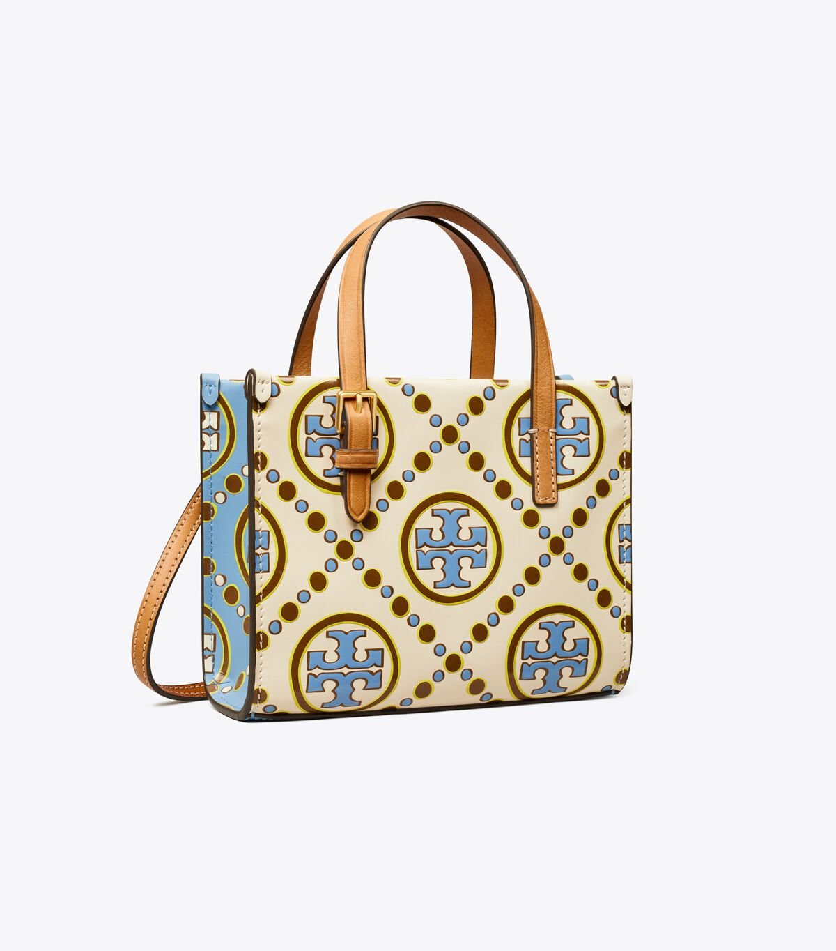 Women's Tory Burch Mini T Monogram Contrast Embossed Square Tote Bags White / Blue | TCXDAU-832 - Tory Burch Outlet Sale