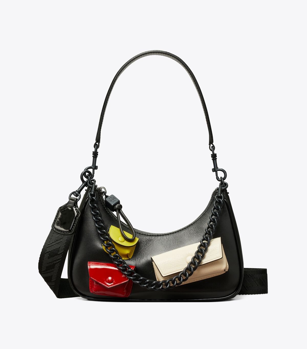 Women's Tory Burch Small Mercer Multi Pocket Shoulder Bags Black | KTWRMN-328 - Tory Burch Outlet Sale