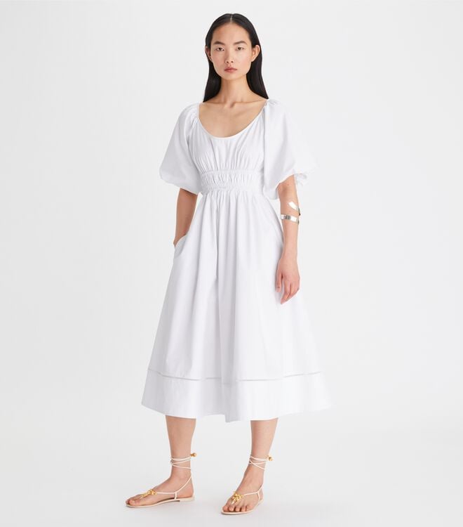 Women's Tory Burch Scoop-neck Dress White | IRXTQM-816 - Tory Burch Outlet Sale