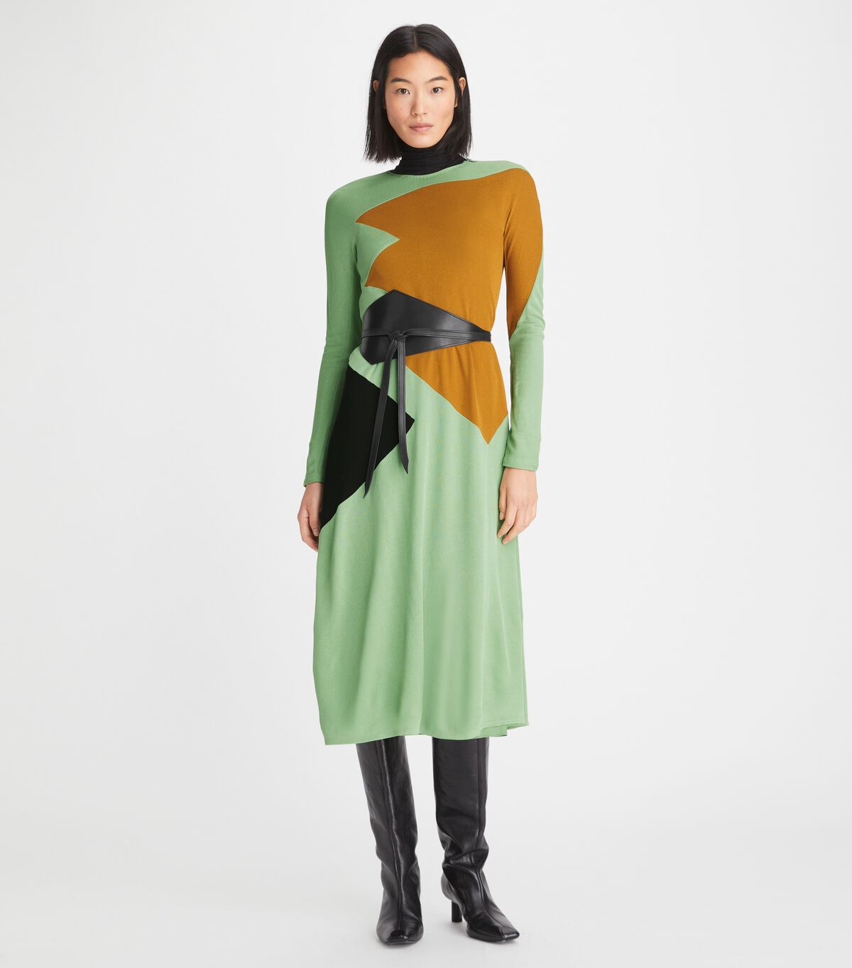 Women's Tory Burch Colorblock Honeycomb Jersey Dress Light Green | UBPLSC-476 - Tory Burch Outlet Sale