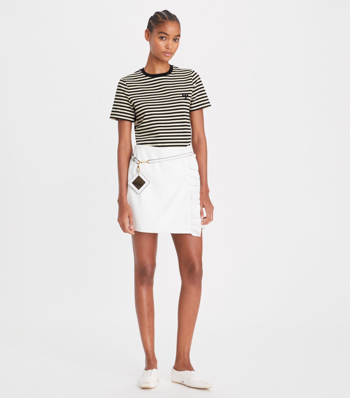 Women's Tory Burch Embroidered Logo T Shirts Black | QAZUNB-476 - Tory Burch Outlet Sale