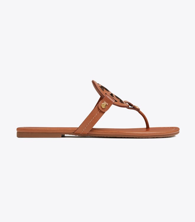 Women's Tory Burch Miller Leather Sandals Brown | XUIWNQ-610 - Tory Burch Outlet Sale