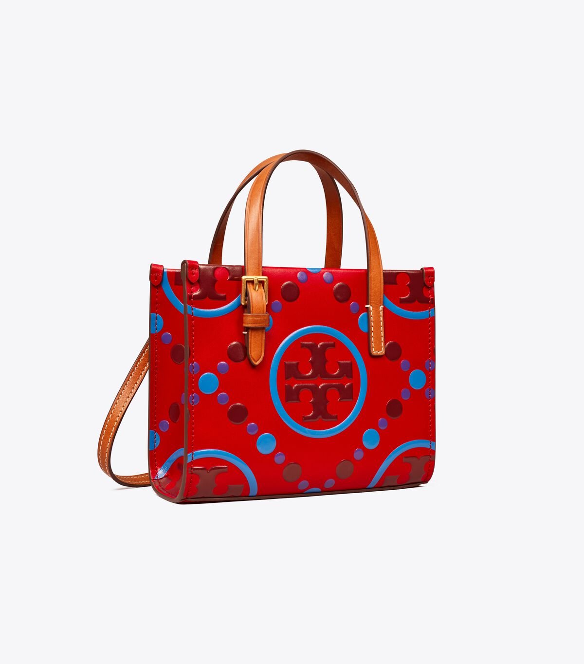 Women's Tory Burch Mini T Monogram Contrast Embossed Square Tote Bags Red | IAGZPM-058 - Tory Burch Outlet Sale